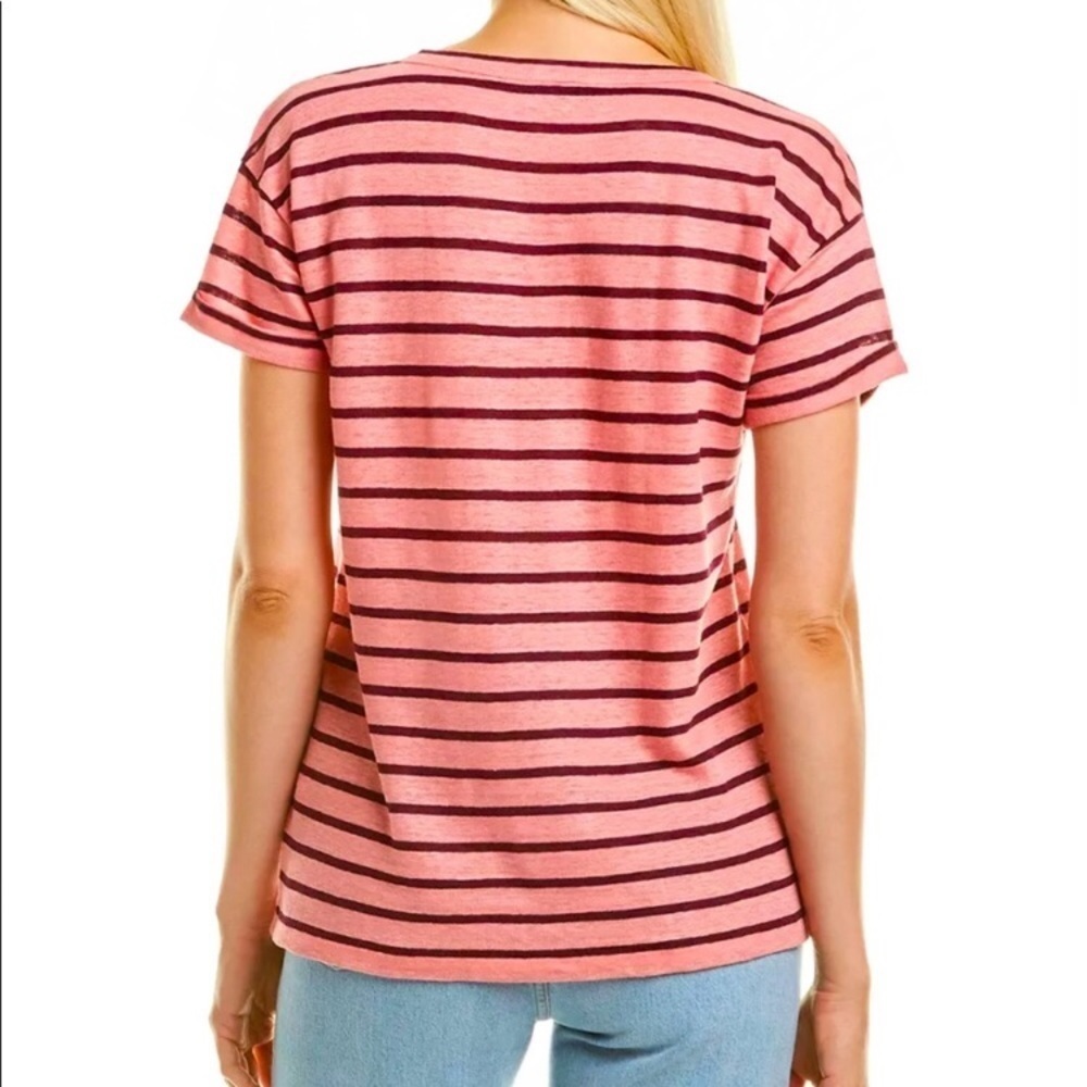 J. Crew Striped Linen Henley Tee size Medium - Picture 2 of 7